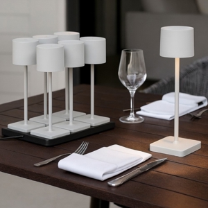 Kit 6 lampade da esterno grigio senza fili con postazione ricaricabile