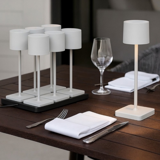 Kit 6 lampade da tavolo grigio senza fili con postazione ricaricabile