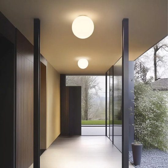 Linea light oh! smash s65 plafoniera led da esterno sfera bianca led 7w 3000k ip65