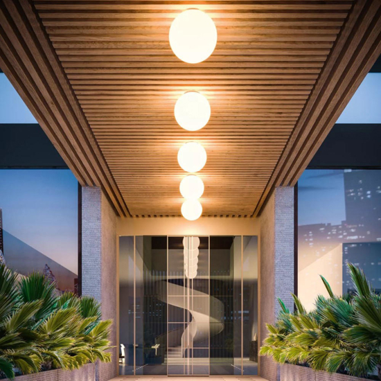 Linea light oh! s65 plafoniera da esterno moderna sfera bianca ip65