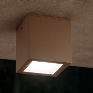 Ideal lux techo pl1 big faretto da esterno a soffitto marrone corten