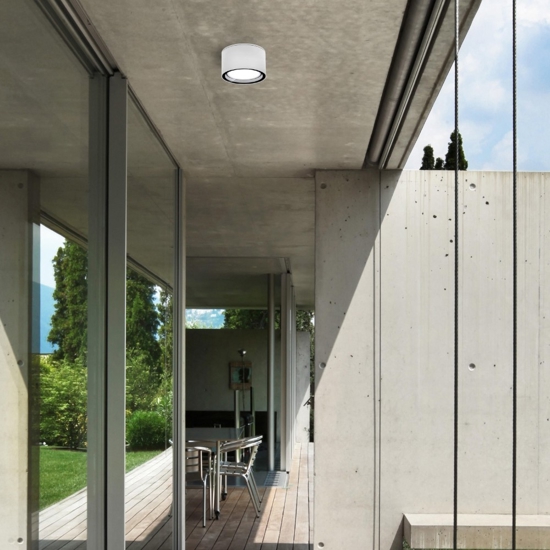 Faretto per esterno da soffitto bianco tondo