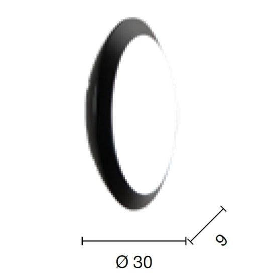 Plafoniera da esterno ip65 rotonda base nera ondaluce