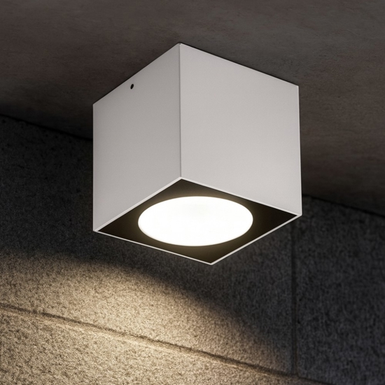 Faretto a soffitto da esterno cubo bianco led 6w 4000k