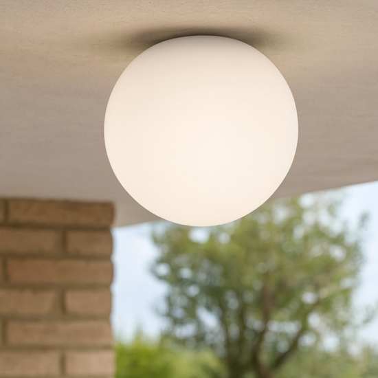 Linea light oh! s65 plafoniera da esterno sfera bianca 28cm ip65
