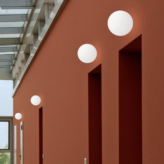 Linea light oh! s65 plafoniera da esterno sfera bianca 28cm ip65