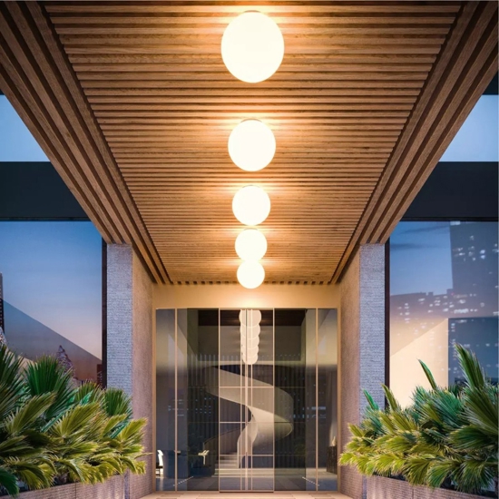 Linea light oh! s65 plafoniera da esterno sfera bianca 28cm ip65