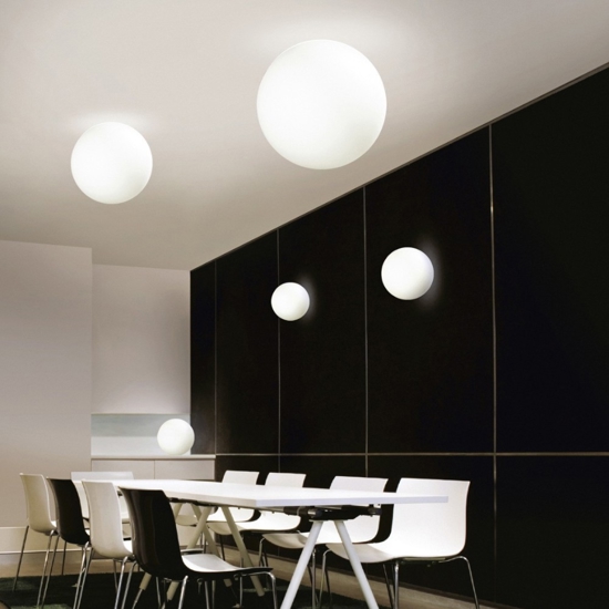 Linea light oh! s65 plafoniera per esterno sfera bianca ip65