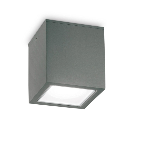 Ideal lux techo pl1 big plafoniera da esterno a soffitto cubo antracite