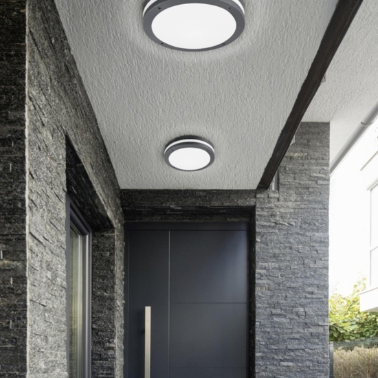 Plafoniera da esterno antracite con sensore movimento 11w 3000k