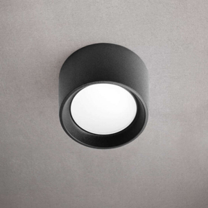 Faretto a soffitto da esterno top light pisa nero tondo