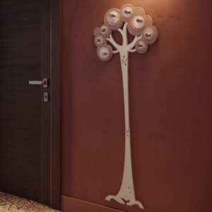 Appendiabiti da parete design moderno albero grigio prugna