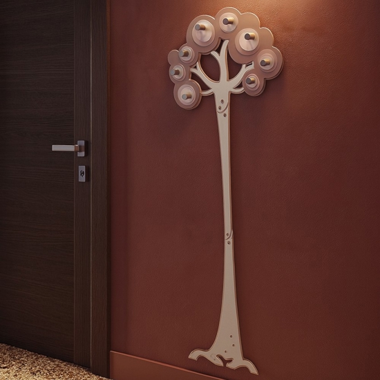 Appendiabiti da parete design moderno albero grigio prugna