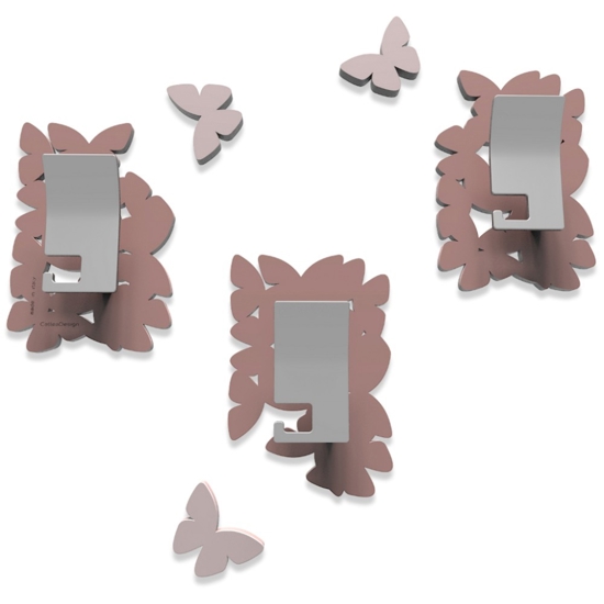 Appendiabiti da parete moderno farfalle legno colore rosa nuvola Appendiabiti da parete moderno farfalle legno colore rosa nuvola