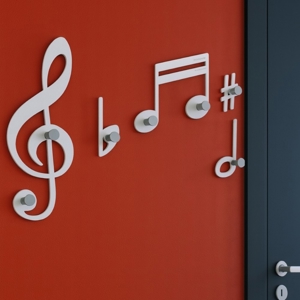 Verdi appendiabiti da parete note musicali legno bianco
