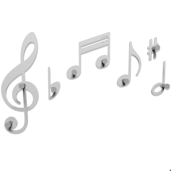 Verdi appendiabiti da parete note musicali legno bianco
