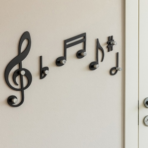 Appendiabiti da parete design musicale verdi nero