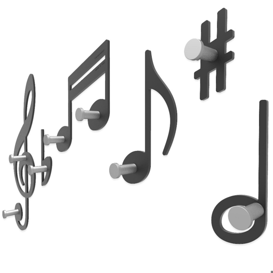 Appendiabiti da parete design musicale verdi nero