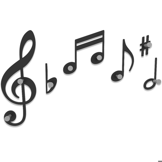 Appendiabiti da parete design musicale verdi nero