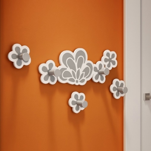 Appendiabiti da parete moderno legno bianco grigio merletto