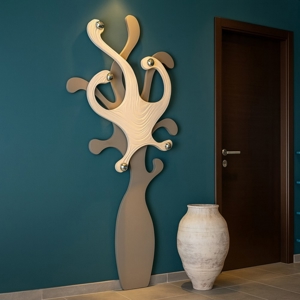Appendiabiti albero da parete design per ingresso moderno bianco tortora