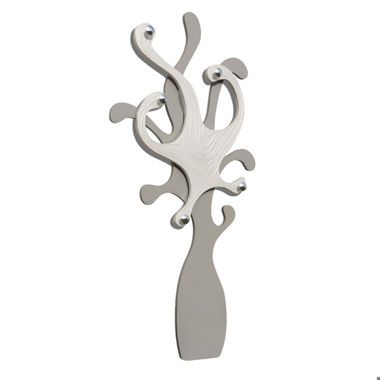 Appendiabiti albero da parete design per ingresso moderno bianco tortora