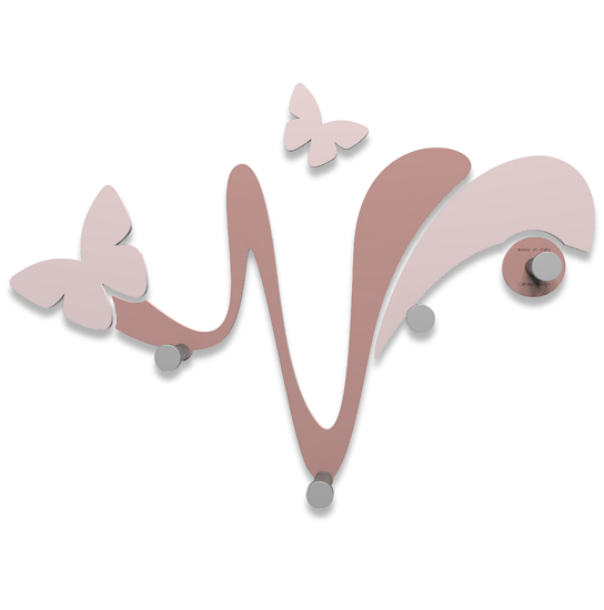 Appendiabiti da parete per cameretta farfalle legno colore rosa nuvola