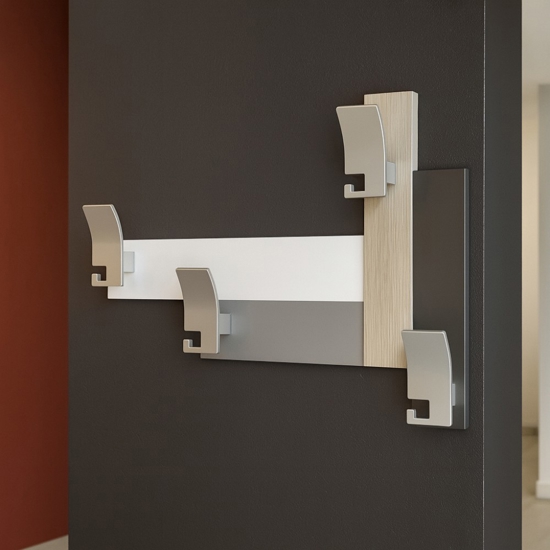 Appendiabiti da parete moderno legno rovere breeze 4 ganci Appendiabiti da parete moderno legno rovere breeze 4 ganci