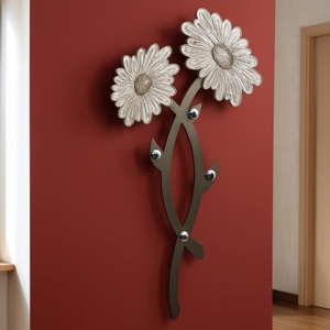 Appendiabiti da parete verticale fiore antracite argento
