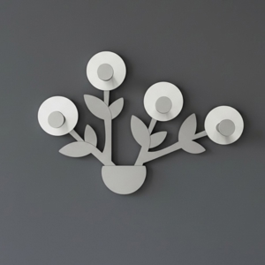 Appendiabiti particolare da parete per ingresso design legno bianco grigio
