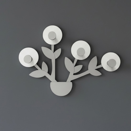 Appendiabiti particolare da parete per ingresso design legno bianco grigio