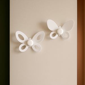 Attaccapanni da muro 2 farfalle metallo bianco design