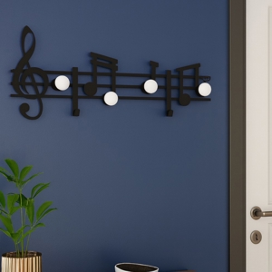 Note musicali appendiabiti nero da parete moderno