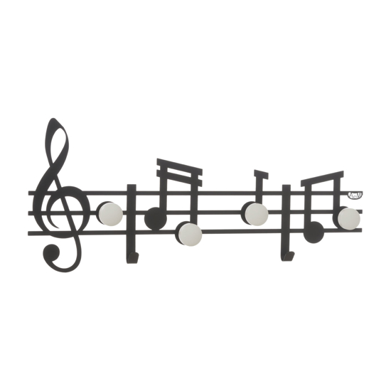Note musicali appendiabiti nero da parete moderno Note musicali appendiabiti nero da parete moderno