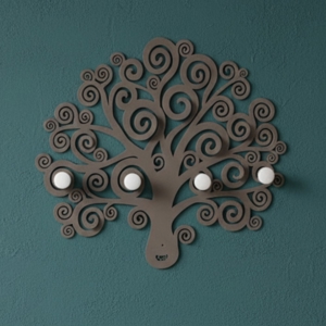 Appendiabiti da parete albero della vita metallo colore fango