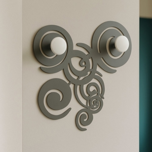 Appendiabiti da parete per ingresso moderno 2 ganci design riccioli fango