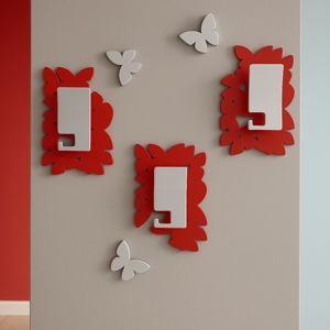 Appendiabiti da parete butterfly legno rosso rubino grigio 