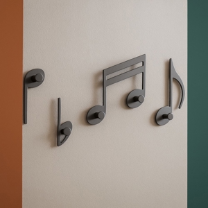 Appendiabiti note musicali a parete colore grigio quarzo per ingresso 