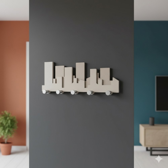 Skyline appendiabiti da parete moderno legno tortora