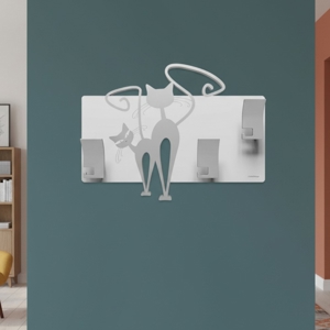 Appendiabiti moderno da parete gatti legno colore alluminio
