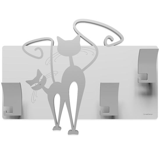 Appendiabiti moderno da parete gatti legno colore alluminio