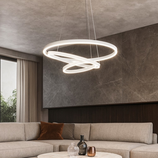 Lobinero z eglo lampadario moderno bianco controllo remoto led 2700k a 6500k