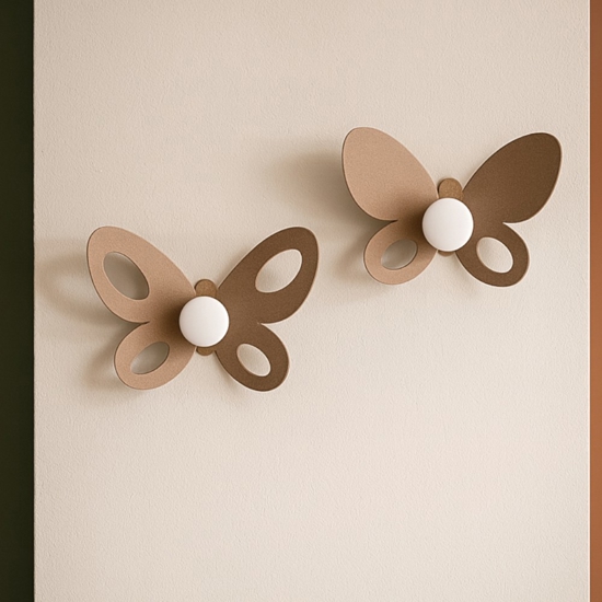 Ganci appendiabiti a parete farfalle beige