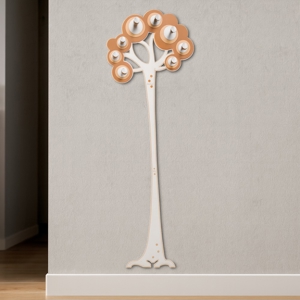 Visualizza i dettagli per Appendiabiti da parete design moderno albero legno colore terracotta Appendiabiti da parete design moderno albero legno colore terracotta