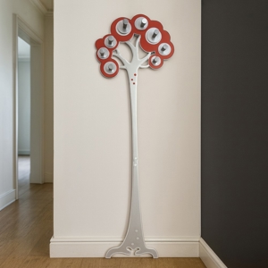 Appendiabiti design moderno da parete legno colore rosso rubino grigio 