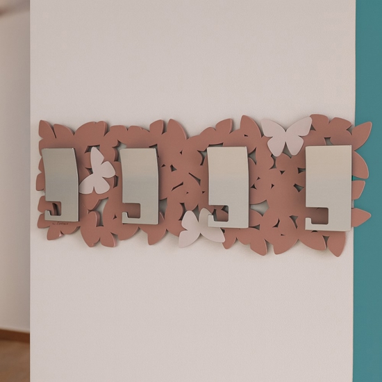 Appendiabiti da parete moderno legno colore rosa nuvola 