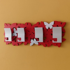 Appendiabiti da parete butterfly legno rosso rubino grigio