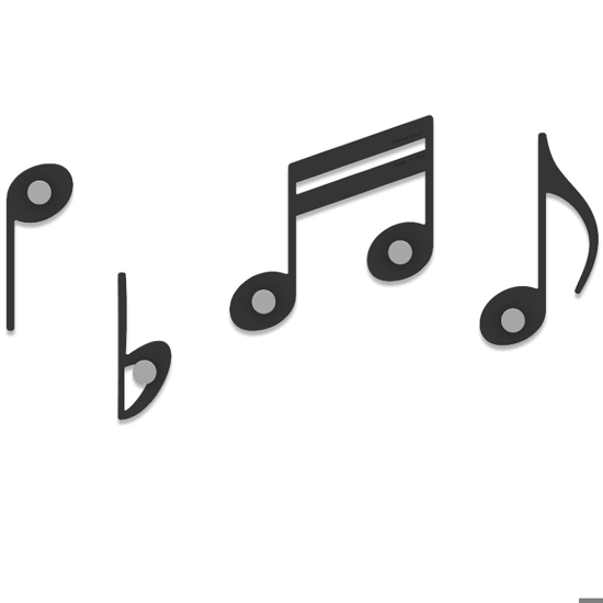 Appendiabiti da parete originale note musicali legno colore nero 