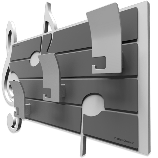 Appendiabiti da parete musicale legno bianco grigio 