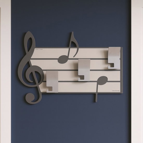 Appendiabiti da parete musica legno colore grigio quarzo
